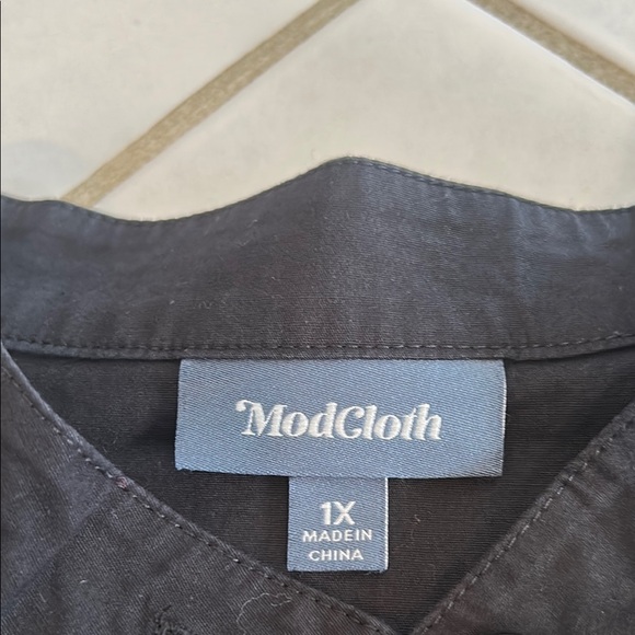 ModCloth Black Long Sleeve Mandarin Collar Shirt Dress Size 1X - Picture 13 of 15